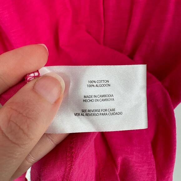 Gap Dress XXL Pink Mini Tiered Cotton Pockets Boho Cottage Boho Bohemian Flowy - Picture 4 of 7